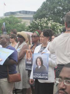 IMG_0386a_preview Women and others show their support of Judge Sonia Sotomayor at a rally near the Capitol Wednesday. SHFWire photo by Anne Elliott