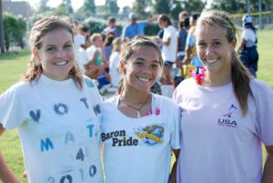 SDSU BV FH 009 Baron captains (L to R) Rachel Ainza, Carly Schoch, and Katelyn Tatar Photo J.P. Wyllie
