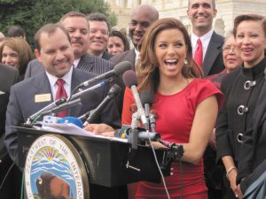 latino.museum Eva Longoria Parker cracks a joke during a press conference Tuesday when she and other prominent Latinos said they are working to create a National Museum of the American Latino. SHFWire photo by Cindy Von Quednow