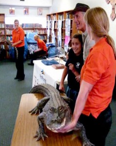 seaworld3 An alligator along with Jack Hanna of the television show “Jack Hanna into the Wild” and a brave student St. Pius X student.