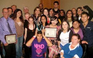 04.April.24 “Barrier breakers” dominate media awards: Southwestern College’s “The Sun” is a journalism boot-camp for Latino students. By Pablo Jaime Sáinz. Sun staff is all smiles after earning their ninth consecutive Pacesetter and General Excellence awards. Photo by Edgard Aguilar.
