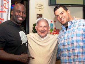 Jacques Cesaire (former SD Charger), Dr. Charles Camarata (SWSWF Founder) and Luis Castillo (former SD Charger) at the 2012 Bowling Bash.