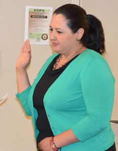 Nora Vargas takes the oath of office as the newly appointed Governing Board Member.