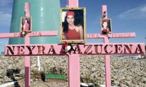 Crosses like this represent the vast number of women who have died at the hands of abusers in Juarez, Mexico