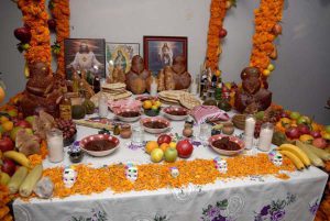 This Day of the Dead (Dia de los Muertos) altar is filled with offering for the dead. The celebration has a strong indigenous and Catholic influence. Photo Eduardo Stanley.