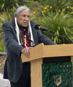 Native American Saginaw Grant addressed student at Grossmont College to launch campus wide observance Veterans Week. Photo by Stephen Harvey 