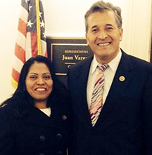 Rosa Lopez in Washington, D.C., with Congressman Juan Vargas, who invited her to attend the State of the Union.
