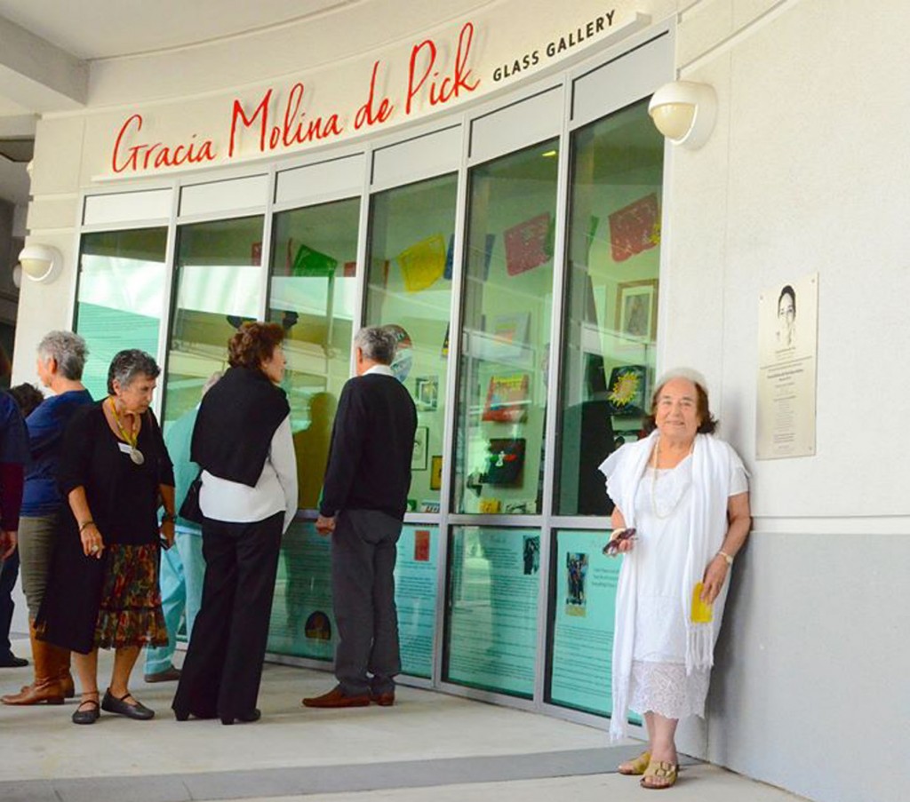 Gracia Molina de Pick at the brand new art gallery named after her, reflecting the importance she has played at the college and within the Chicano community.