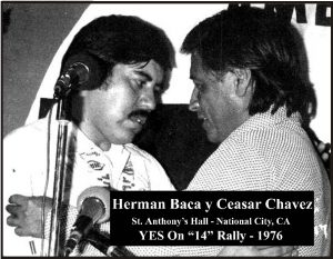 Herman Baca (L) and Cesar Chavez. UCSD Herman Baca Archive, historical photo