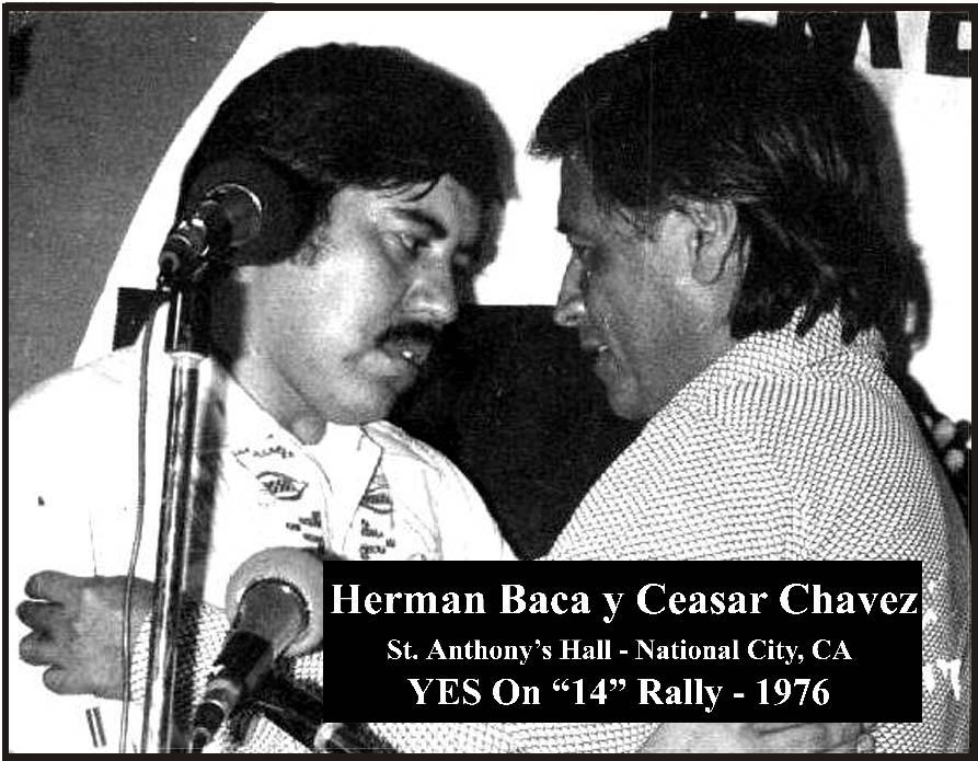 Herman Baca (L) and Cesar Chavez. UCSD Herman Baca Archive, historical photo