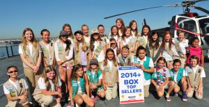 Latina Girl Scouts Lili Cervantes (middle row, third from left) and Ava Chavarria (front, second from right) were among top cookie sellers spotlighted at the event. Oceanside resident Lili is a member of Cadette Girl Scout Troop 1303, while Ava of Chula Vista is in Junior Troop 6059.  