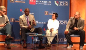 UCSD Professor and Vietnam veteran Jorge Mariscal leads a panel of veterans of color that included Vietnam veteran Robert D. Lewis, Operation Enduring Freedom veteran Monica Ly, and Operation Iraqi Freedom veteran Justice Castañeda. 