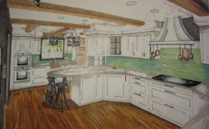 Pictured is a sample of a two student-designed kitchen project that attained an earning average score of at least 90 out of a possible 100 points on the project.