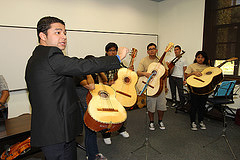 Young students learning the basics of Mariachi music at a workshop last year.