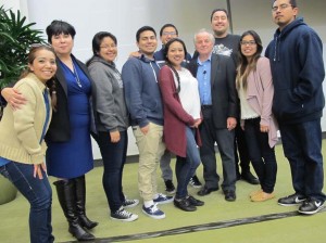 Don Barletti (fourth from right) with CSUSM MEChA students, and Dr. Fredi Avalos (second from left) who organized the event.