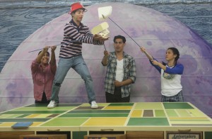 (l-r) Olivia Espinosa, Luis Avila, Raymond Castelán and Kimiko Miyashima in La Jolla Playhouse’s 2015 Performance Outreach Program (POP) Tour production of THE ASTRONAUT FARMWORKER, by Jose Cruz Gonzalez, directed by Nick Avila, running at La Jolla Playhouse February 14-15 and touring local elementary schools through April 3. Photo by Jamie Lytle.