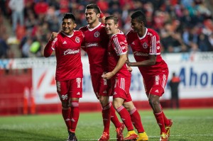 Xolos celebrate playoff clinch victory. Photo by Club Tijuana