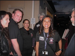 Teacher Natalie Gaudinez Dotseth surrounded by supporters