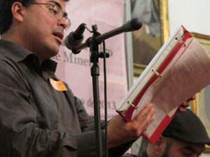 Adolfo Guzman Lopez went from an undocumented immigrant, to a graduate of UCSD, to Taco Shop Poet, to reporter for KPBS and now KPCC. and finally to a student of the Torah! Adolfo is pictured here  reading his poetry.