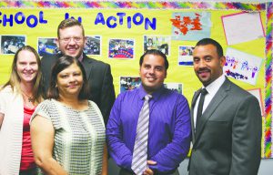 Krystal Browne, Member of the Teachers’ negotiating team; Guillermina Sandez, Teachers Union President; Arturo Sanchez-Macias, SYSD’s Chief Financial Officer; SYSD School Board President Antonio Martinez. Dr.;  Julio Fonseca, SYSD Superintendent.