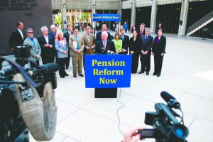 Then-Mayor Jerry Sanders at press conference in April 2011. photo by Sam Hodgson