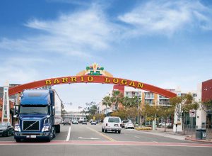 Tracy Powell Barrio Logan, truck traffic in Barrio Logan, semitrailers, traffic in Barrio Logan, Pollution