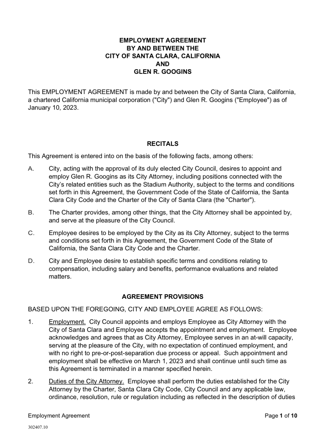 Googins contract