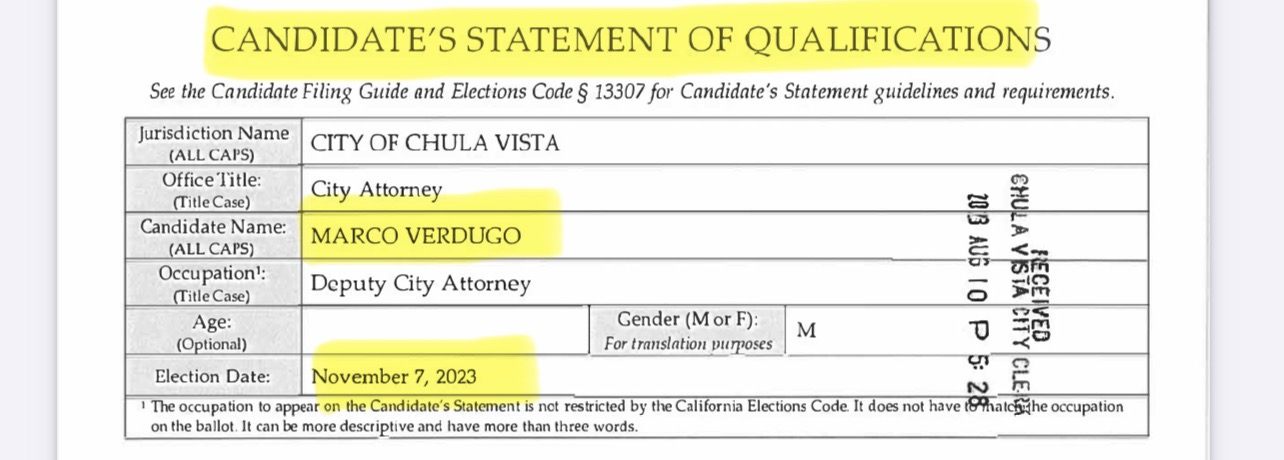 Verdugo ballot statement