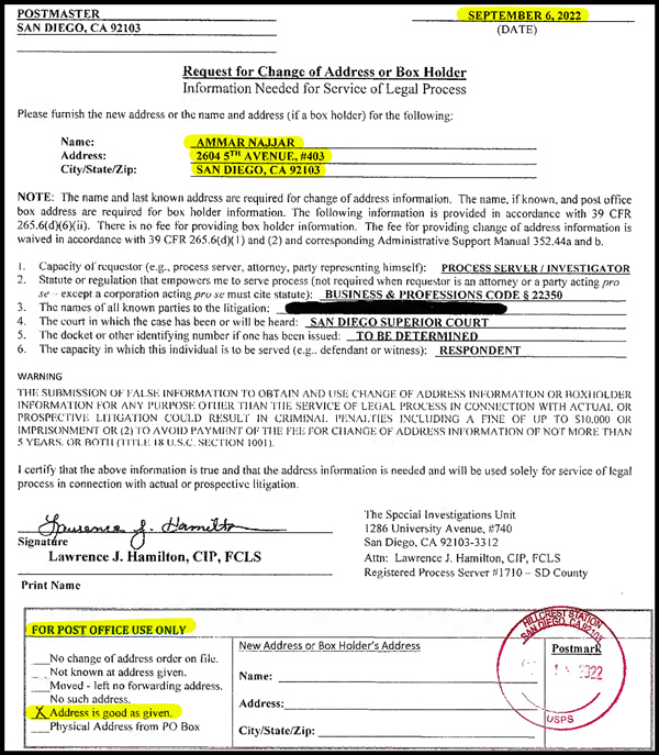 Campa-Najajr USPS document