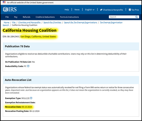 IRS REVOKED STATUS